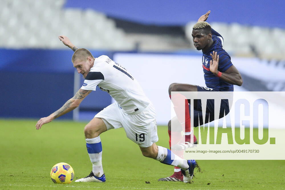 Paul Pogba (France) VS JONI KAUKO (FINLANDE) FOOTBALL : France vs Finlande - Match Amical - stade de France - 11 11 2020 JBAutissier Panoramic
