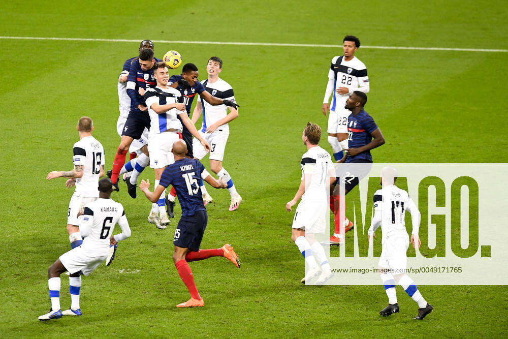 10 ANTHONY MARTIAL (FRA) - 03 DANIEL O SHAUGHNESSY (FIN) - 15 LEO VAISANEN (FIN) FOOTBALL : France vs Finlande - Match Amical - 11 11 2020 FEP Panoramic