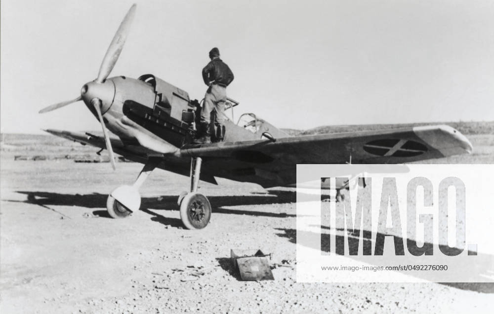 Messerschmitt Bf-109 Engineer Standing on the Wing of a Jg88 Legion Condor Luftwaffe Messerschmitt Bf-109 During the Spanish Civil War Date: 1930s