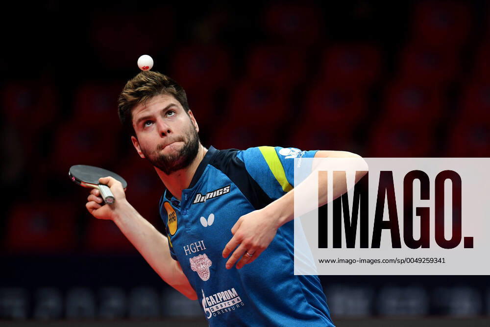 KW47 (201120) -- ZHENGZHOU, Nov. 20, 2020 -- Dimitrij Ovtcharov of Germany serves during the men s singles round of 16 match against Lin Yun-Ju of Chinese Taipei at 2020 ITTF finals in Zhengzhou, capital of central China s Henan Province, Nov. 20, 2020. ) (SP)CHINA-ZHENGZHOU Table tennis, Tischtennis ITTF-FINALS-MEN S SINGLES (CN) LiuxJunxi