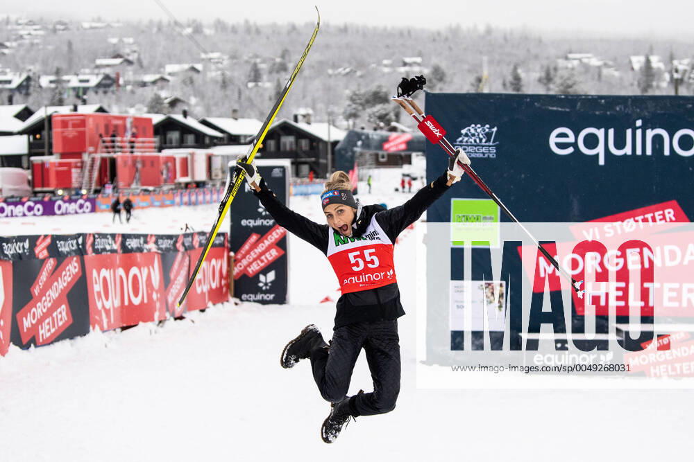 Therese Johaug of Norway celebrates after the women 10 s 10 km classic technique interval start during Beitosprinten 2020 on November 21, 2020 in Beitostolen Photo Vegard Wivestad Grott BILDBYRAN kod VG VG0072 bbeng skidor cross country skiing langrenn sesongapning beitosprinten beitostolen klassisk norway nor jubel celebration,