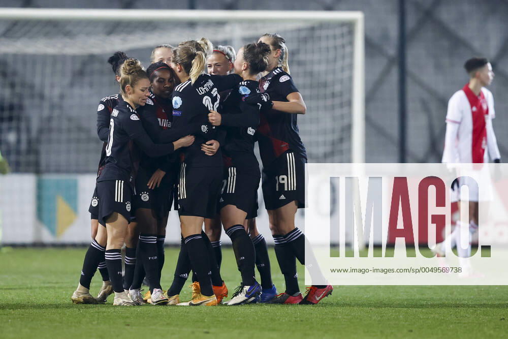, Sportpark de Toekomst , Dutch football , Champions League , season 2020 2021. Bayern Munchen players celebrate the 0-2 during the match Ajax vs Bayern Munchen women Ajax - Bayern Munchen women