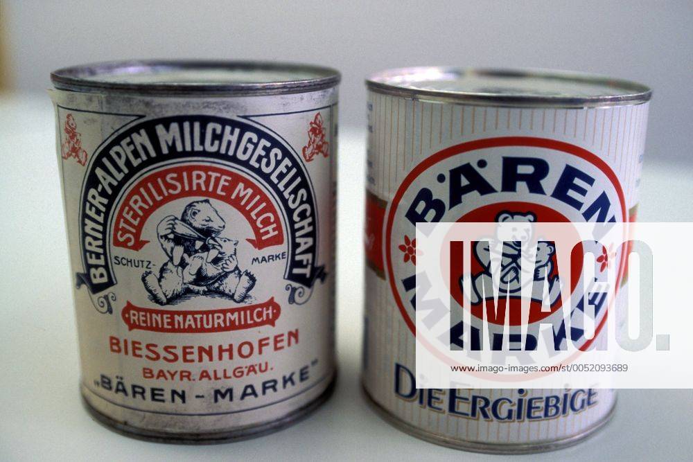 Dosen mit Kondensmilch der Marke Bärenmarke im Werk der Nestle SA in Weiding
