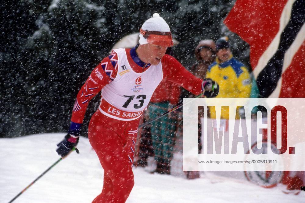 Björn Dählie (Norwegen) Nordischer Skilauf OS Winter Herren Olympische Spiele 1992, Winterspiele, Ski Nordisch, Skisport, Langlauf, 10km Klassisch Einzelbild Albertville o00 Les Saisies