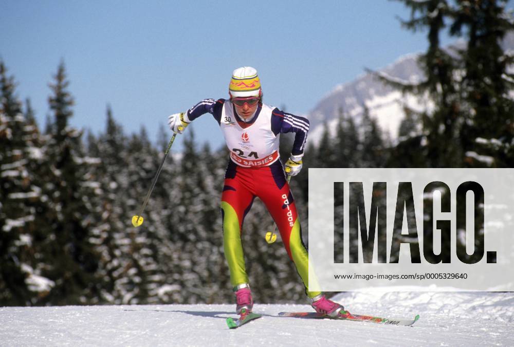 OLYMPIC LEGENDS: Larissa Lasutina Larissa Lasutina (GUS) Nordischer Skilauf OS Winter Damen Olympische Spiele Albertville 1992, Winterspiele, Ski Nordisch, Skisport, Langlauf Einzelbild Aufnahmedatum geschätzt Les Saisies