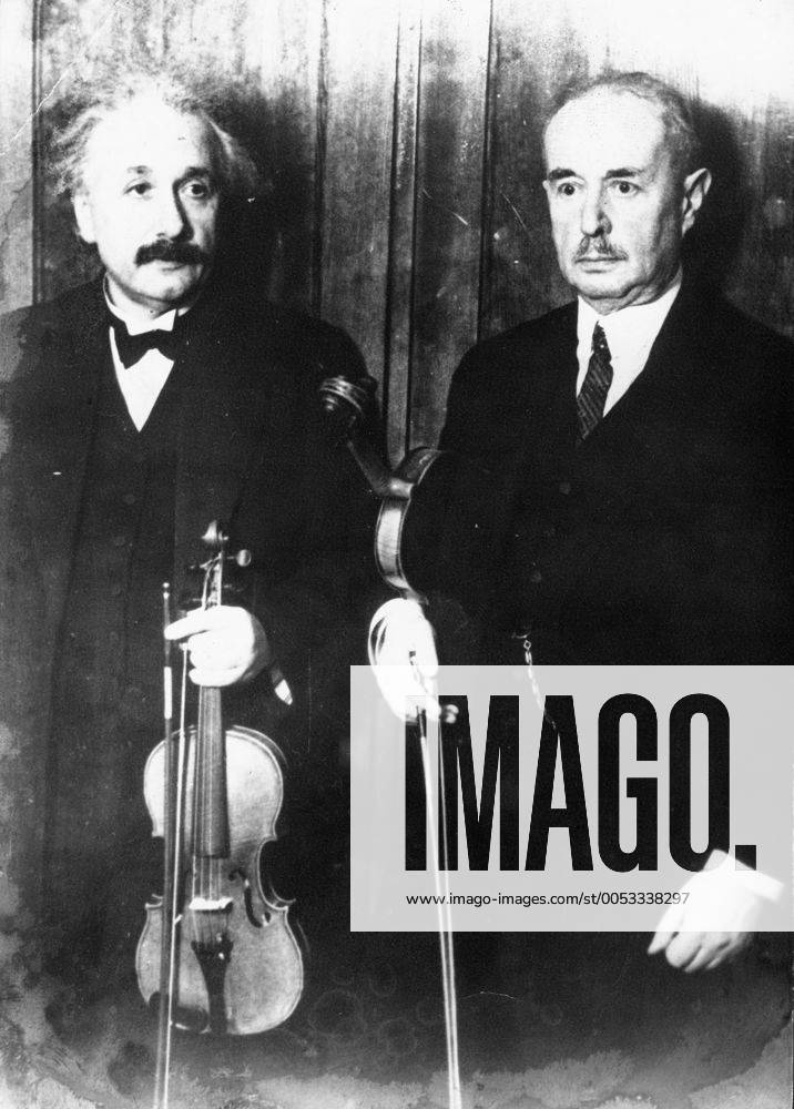 Oct 12, 1947; Berlin, Germany; Professor ALBERT EINSTEIN and LOUIS LEWANDOWSKY playing the violen for a Judaism classical concert. Albert Einstein aka Yousuf Karsh Albert Einstein (March 14, 1879 Ð April 18, 1955) was a German theoretical physicist regarded as the greatest scientist of the 20th century. He proposed the theory of relativity and made contributions to the development of quantum mechanics, statistical mechanics, and cosmology. He was awarded the 1921 Nobel Prize for Physics for his explanation of the photoelectric effect and for his services to Theoretical Physics. After his general theory of relativity was formulated in 1915. Berlin Germany - ZUMAk09