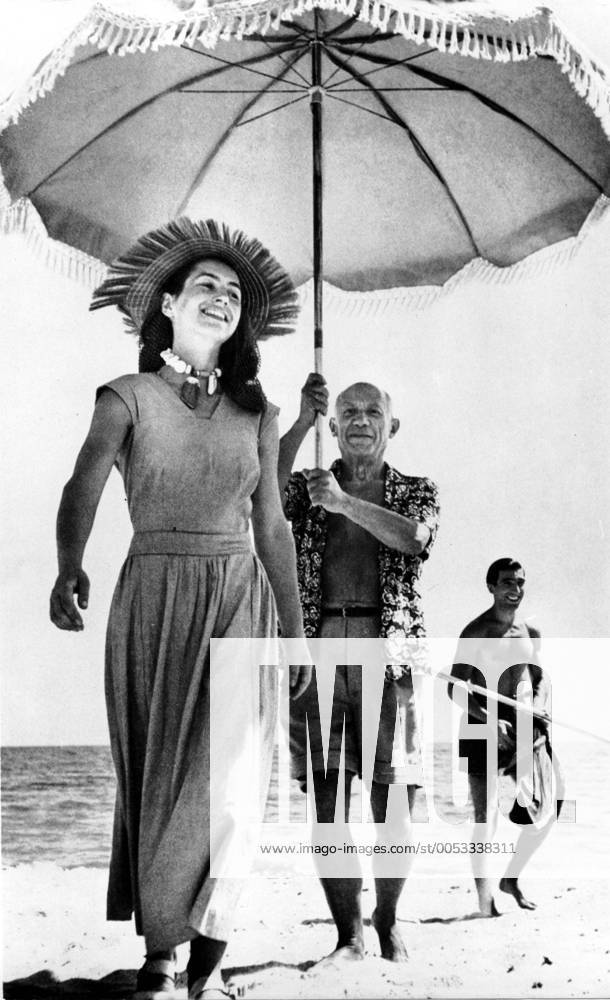 Jan 01, 1948 - Cannes, France - Famous as no artist ever had been, PABLO PICASSO was a pioneer, a master and a protean monster, with a hand in every art movement of the century. Before his 50th birthday, the little Spaniard from Malaga had become the very prototype of the modern artist as public figure. Picasso s audience - meaning people who had heard of him and seen his work, at least in reproduction - was in the tens, possibly hundreds, of millions. He and his work were the subjects of unending analysis, gossip, dislike, adoration and rumor. PICTURED: French painter and PICASSO s companion FRANCOISE GILOT, PICASSO and his nephew JAVIER VILATO. Cannes France - ZUMAk09