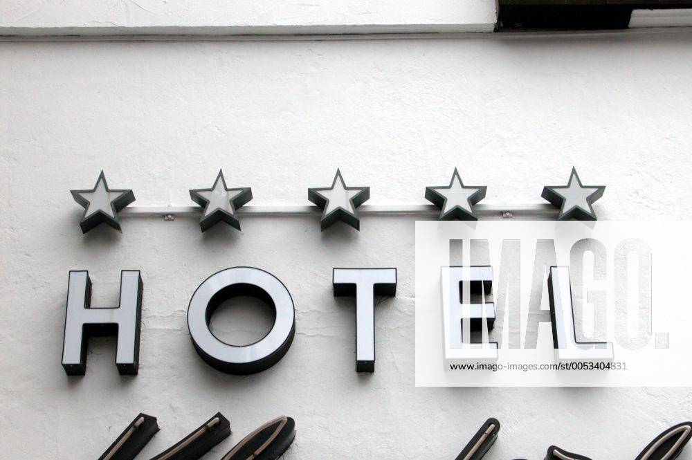 Fuenf-Sterne-Hotel, Schriftzug, Oesterreich 5 star hotel, writing, Austria BLWS206603