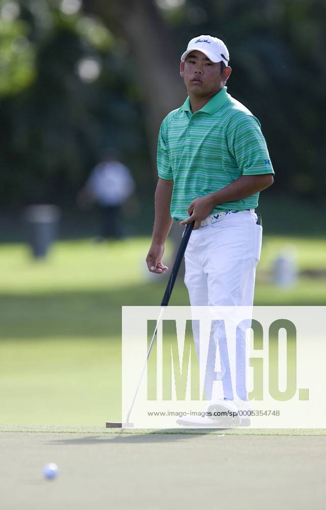 Tadd Fujikawa of the USA is disappointed after missing a putt on the 10th green during the second round of the Sony Open taking place at the Waialae Country Club. Icon19410011531 o0 USA