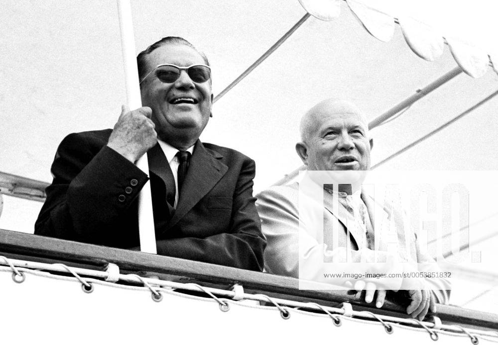 Yugoslavia. September, 1963. Nikita Khrushchev (R) and Josip Broz Tito sail ob board of Podgorka yacht. Highlight TASS_264238