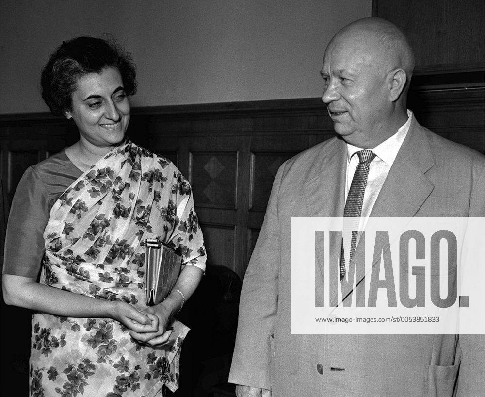 First Secretary of the Communist Party of the Soviet Union, Nikita Khrushchev with Indira Gandhi, July 1963. Highlight TASS_264447
