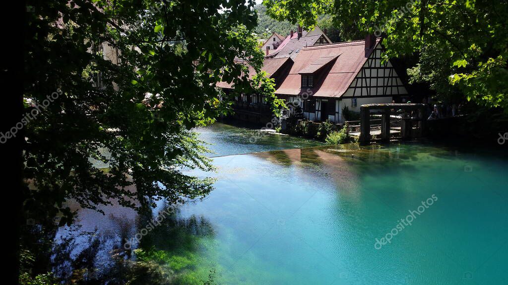 Blautopf lake on blaubeuren in Germany in the summer