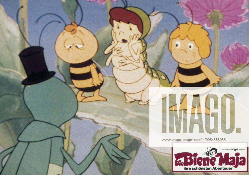 KPA88712.jpg DIE BIENE MAJA Mitsubachi Maja no Booken Maya the Bee Japan 1975 Folge 15: Maja und die kleine Raupe image: Flip, Willie, die kleine Raupe und Maja B177112 rights=RM UnitedArchives88712