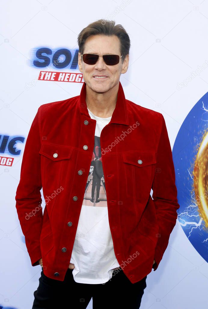 Actor Jim Carrey at the Los Angeles premiere of 'Sonic the Hedgehog' held at Paramount Theatre in Los Angeles, USA on January 25, 2020.