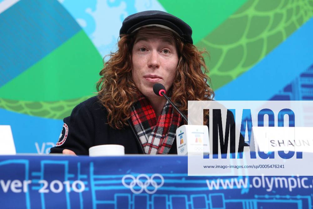 Shaun White from Team USA during a pre-Olympics USA halfpipe snowboard team press conference held at the Main Media Centre during the Vancouver 2010 Winter Olympics in Vancouver, . Icon109100211058