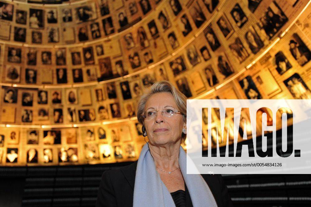 The Foreign Minister of France, Michele Alliot-Marie, visits the Hall of Names in the Yad Vashem Holocaust Museum in Jerusalem, Israel, January 20, 2011. JER2011012004