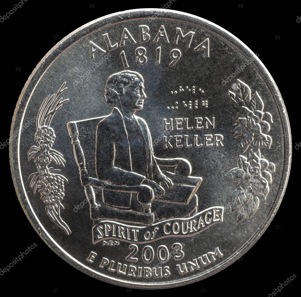 Coin 25 US cents. States and territories. Alabama