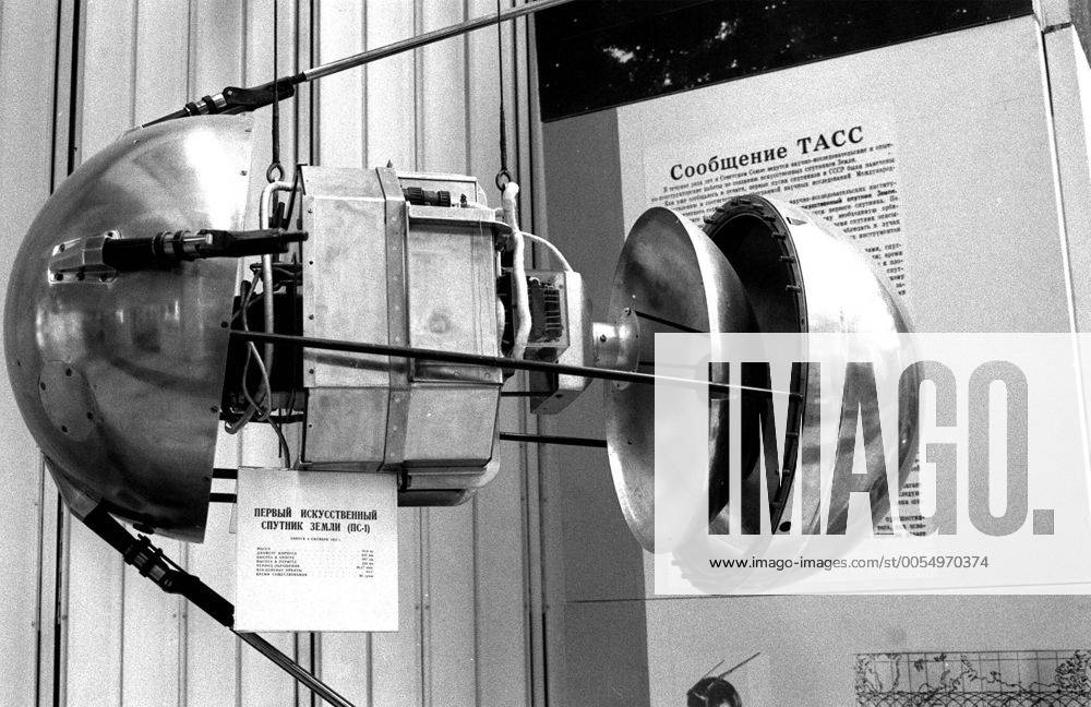 Pictured is a model of the first ever artificial satellite - Sputnik - It was launched 40 years ago, in the year 1957, Oct. 4th. TASS_99164