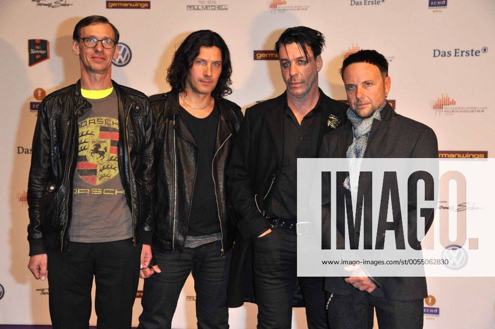 Die Band Rammstein - L-R: Christian Flake Lorenz, Christoph Schneider, Till Lindemann, Paul Landers bei der Verleihung vom Musikpreis Echo in Berlin am 24.03.2011 Echo Verleihung 2011