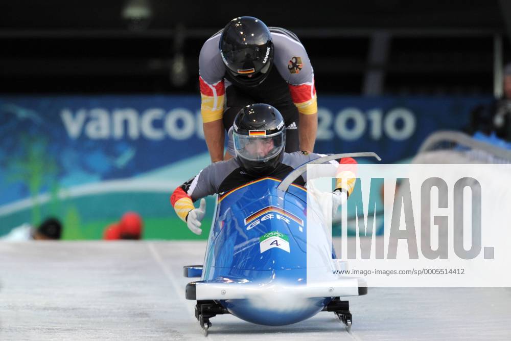 Andre LANGE, Kevin KUSKE (GER), Bob GER1, Aktion, Start, Zweierbob, Bobsleigh, Two Man, 20.02.2010. XXI. Olympische Winterspiele 2010, vom 12.02. - 28.02.2010 in Vancouver Kanada. o0 Start, starten, Startsituation