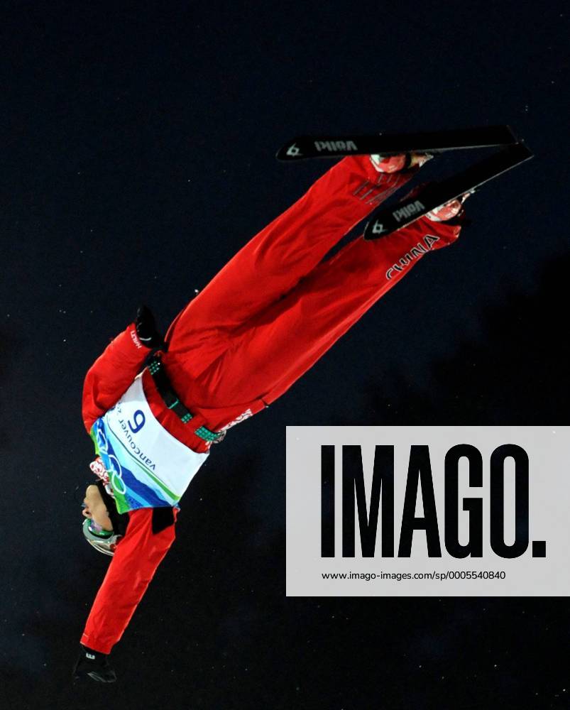 China s Liu Zhongqi acts during the men s aerials final of Freestyle Skiing at the 2010 Winter Olympic Games in Cypress Mountain, Canada
