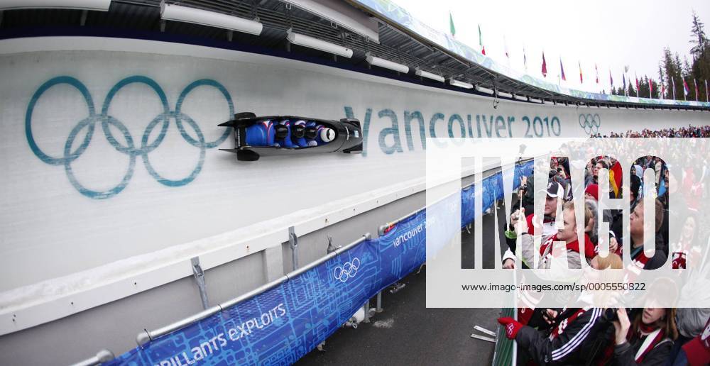 Jan Vrba, Milos Vesely, Martin Bohmann and Ondrej Kozlovsky of the Czech Republic compete in the four-man bobsleigh event at the 2010 Winter Olympics in Whistler, Canada on February 27, 2010. BKX2010022710