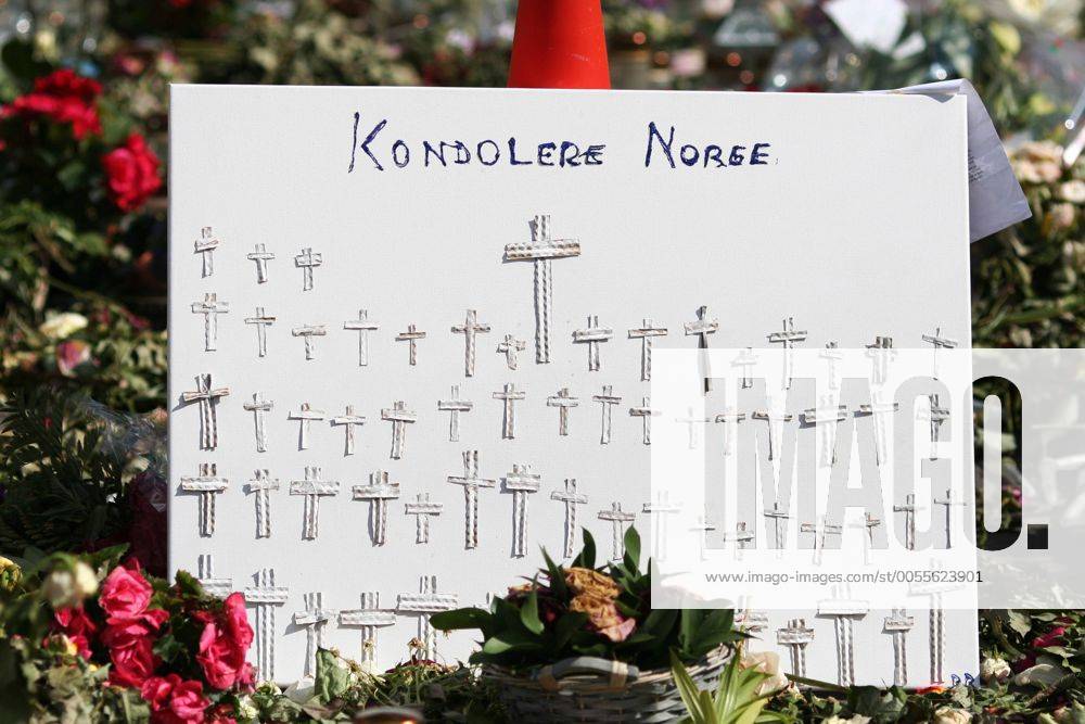Mit Blumen versuchen die Menschen in Oslo, ihrer Trauer Ausdruck zu verleihen. Der Platz vor der Domkirche gleicht einem Meer aus Rosen und norwegischen Fahnen. Überall in der Stadt werden Blumen niedergelegt, um an die Toten und Verletzten des Attentats vom 22. Juli 2011 zu erinnern.