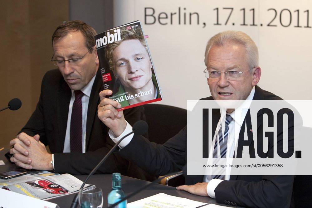 Berlin, den 17.11.2011 Pressekonferenz Deutsche Bahn feiert 10 Jahre Carsharing Foto: v.l. Rolf Luebke, Geschäftsführer DB Rent und DB Fuhrpark und Dr. Rüdiger Grube, Vorstandsvorsitzender Deutsche Bahn AG.