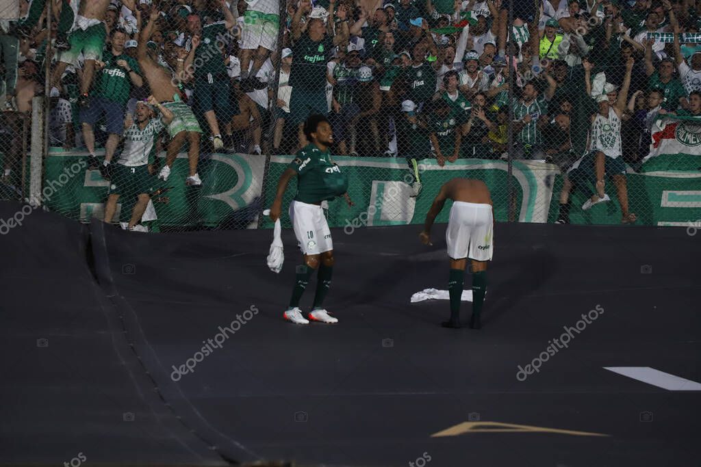 Conmebol Libertadores Final: Palmeiras and Flamengo: November 27, 2021, Montevideo, Uruguay. Palmeiras players celebrate the Trichampionship of Conmebol Libertadores after a 2-1 victory over Flamengo, in a soccer match held at the Centenario stadium