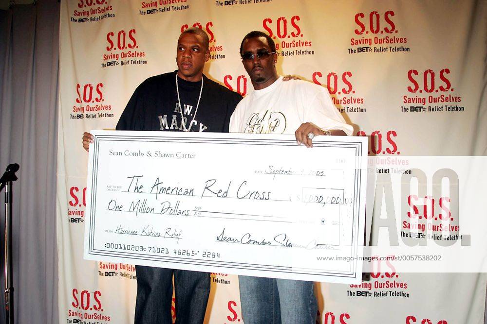 Mar. 2, 2000 - New York, New York, U.S. - K44933RM.TELETHON TO RAISE MONEY FOR THE VICTIMS OF HURRICANE, KATRINA . SPONSORED BY B.E.T..CBS STUDIOS, NEW YORK New York. .09-09-2005. PHTOOS INC Â© 2005.JAY-Z AND SEAN DIDDY COMBS New York U.S. - ZUMAmk1