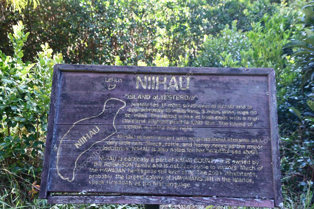Niihau Viewpoint at Waimea Canyon State Park on Kauai Island in Hawaii
