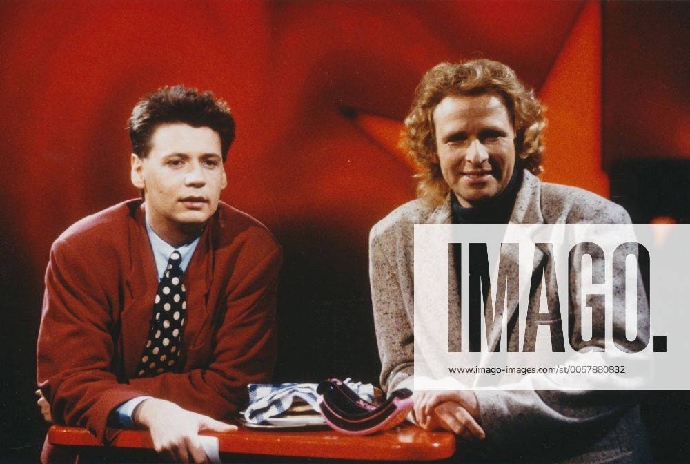 Günther Jauch als Moderator von Stern TV mit Gast Thomas Gottschalk 1990
