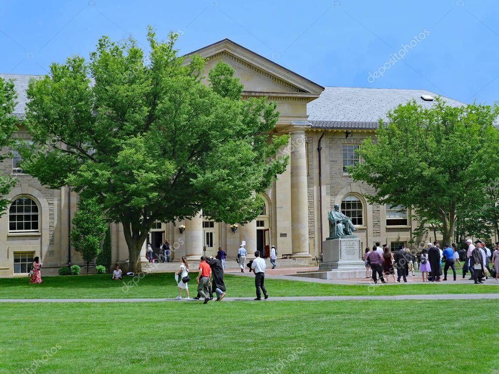 ITHACA, NY - A graduating students and their families attending commencement at Cornell University.