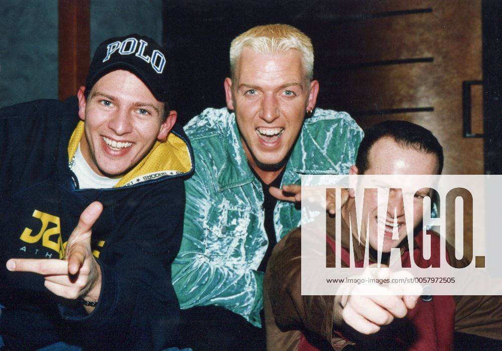 Ferris Bueller, H.P. Baxxter und Rock Jordan (v.l.) von der Band Scooter, fotografiert am 10.12.1996.