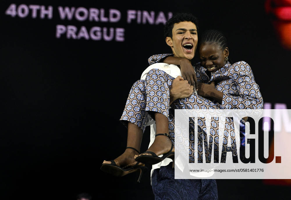 Winners Imade Darouache of Italy, left, and Micklate Deci of Mozambique after world final of competition Schwarzkopf Elite Model Look in Prague, Czech Republic, June 15, 2024. (CTKxPhoto KaterinaxSulova) CTKPhotoP2024061504864 CTKPhotoP2024061504864