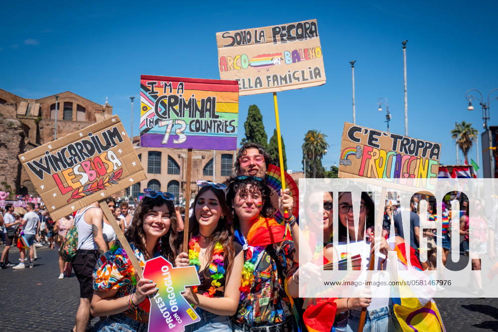 Tens of thousands of people take part in the 30th edition of the Pride Parade in the streets of Rome. Rome Italy - ZUMAg256 20240615_znp_g256_034