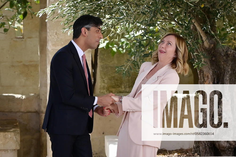 Bilder des Jahres 2024, News 06 Juni Prime Minister Giorgia Meloni together with Prime Minister of Great Britain Rishi Sunak during G7 Summit in Borgo Egnazia (Brindisi) in Italy on 13 June 2024. Prime Minister Giorgia Meloni together with Prime Minister of Great Britain Rishi Sunak during G7 Summit in Borgo Egnazia (Brindisi) in Italy on 13 June 2024.