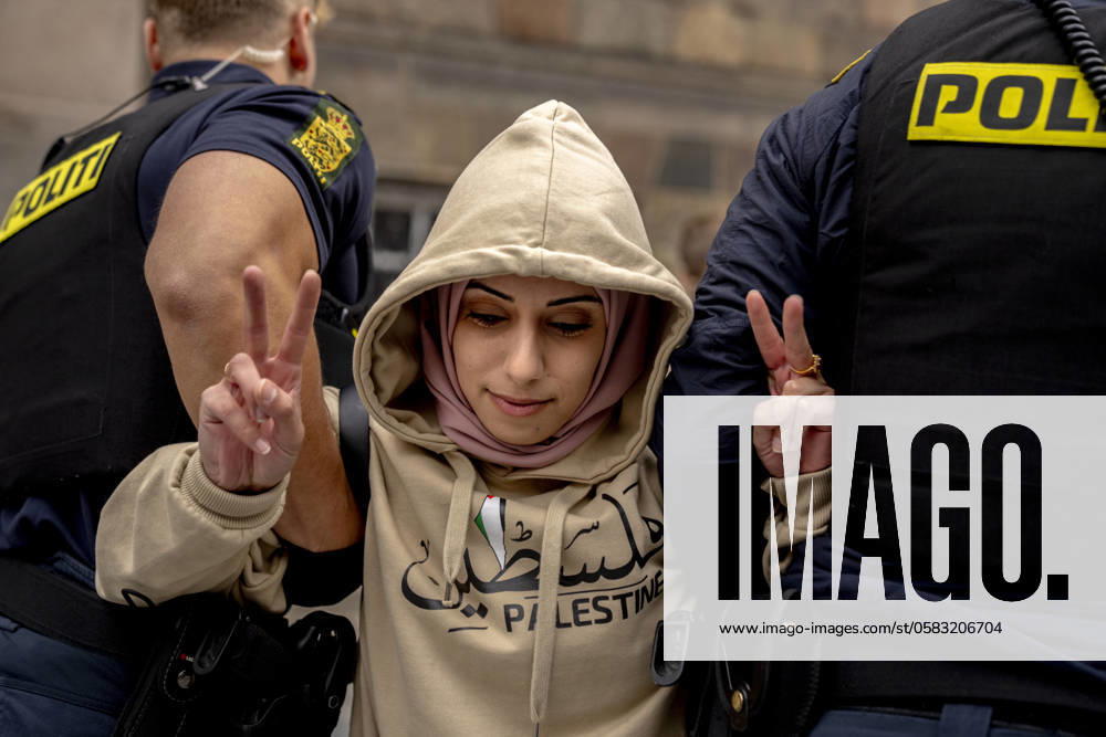 Pro Palestinian protesters block the entrance to Christiansborg and are removed by the police on Wednesday, June 19, 2024 27 protesters were detained and charged Photo Ida Marie Odgaard Ritzau Scanpix , Copenhagen Denmark