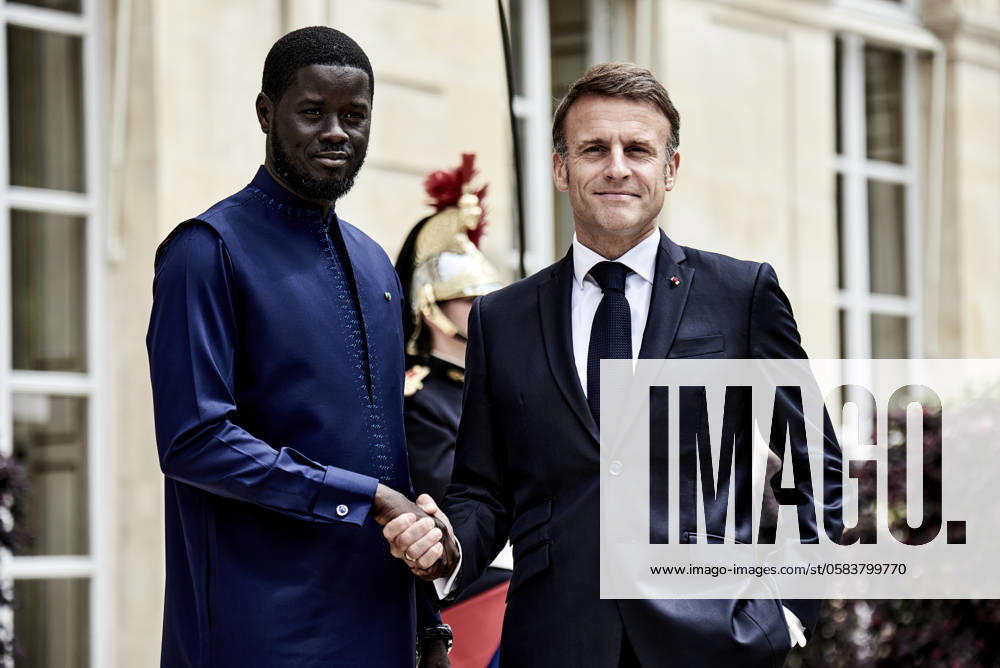- Visit of Senegal s President Bassirou Diomaye Faye in Paris - 20 06 2024 - France Paris - French President Emmanuel Macron and Senegal s President Bassirou Diomaye Faye during a meeting at the Elysee Palace on June 20, 2024, for a working lunch. AntoninxBuratx Pictorium LePictorium_0293257