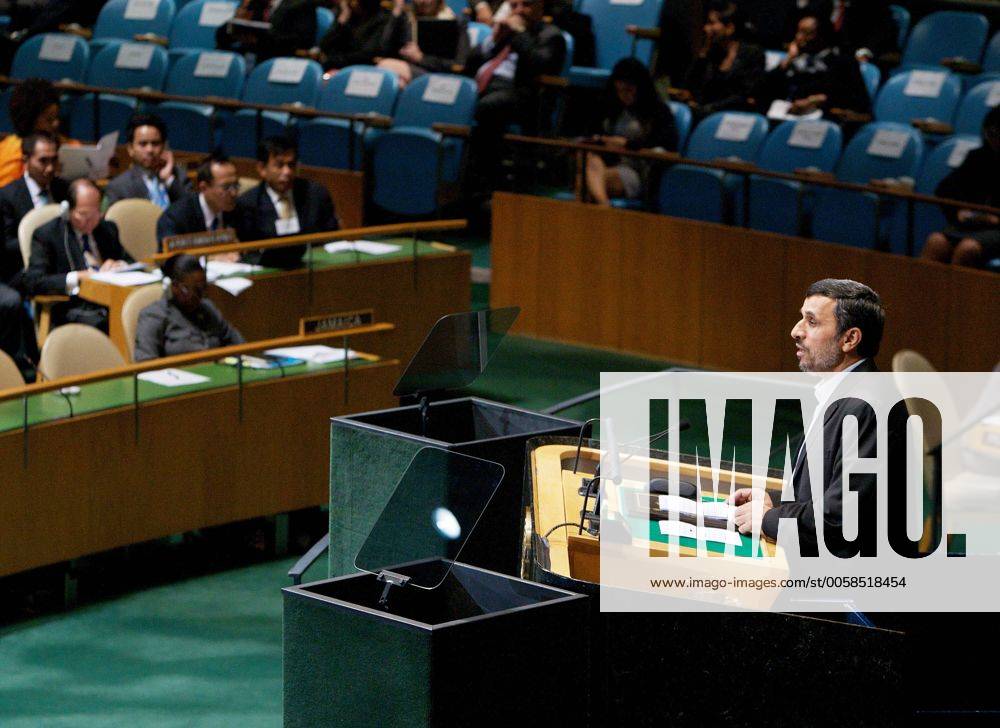 Mahmoud Ahmadinejad, president of Iran, addresses the 67th session of the General Assembly at the United Nations on September 26, 2012 in New York City. NYP20120926319