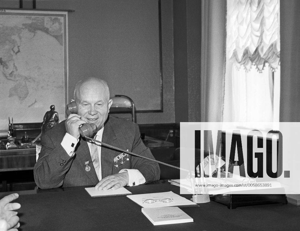 Moscow. USSR. The Moscow Kremlin. CPSU First Secretary Nikita Khrushchev congratulating Soviet cosmonaut German Titov on the space flight of the spaceship Vostok-2 . Photo TASS_1469924
