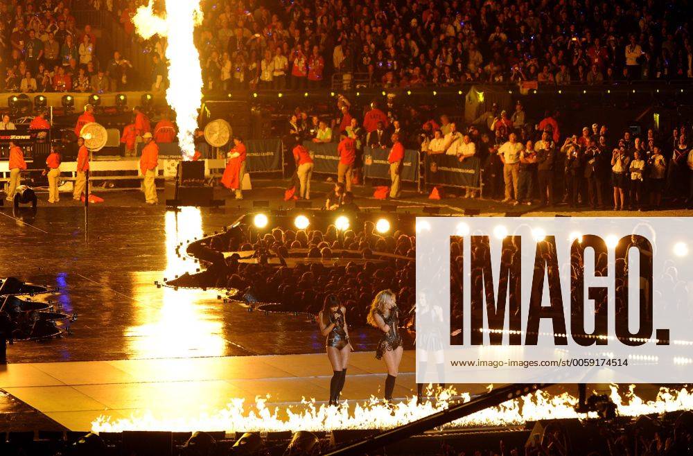 Beyonce and Destiny s Child (Kelly Rowland, Michelle Williams)perform during the Super Bowl XLVII halftime show at the Mercedes-Benz Superdome on February 3, 2013 in New Orleans. SBP20130203719