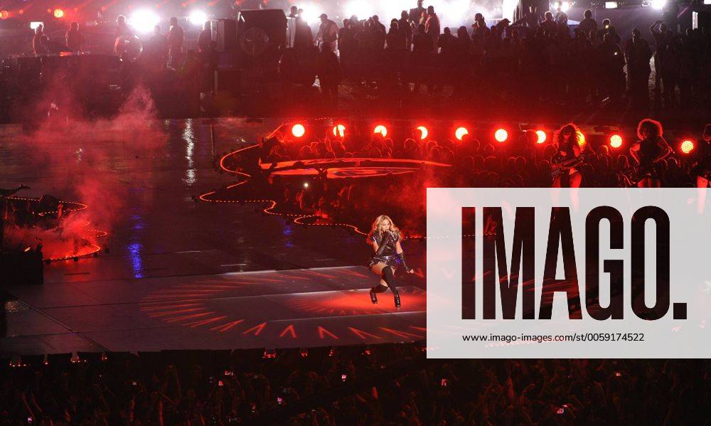 Beyonce performs during Super Bowl XLVII halftime at the Mercedes-Benz Superdome in New Orleans on February 3, 2013 in New Orleans. SBP20130203708