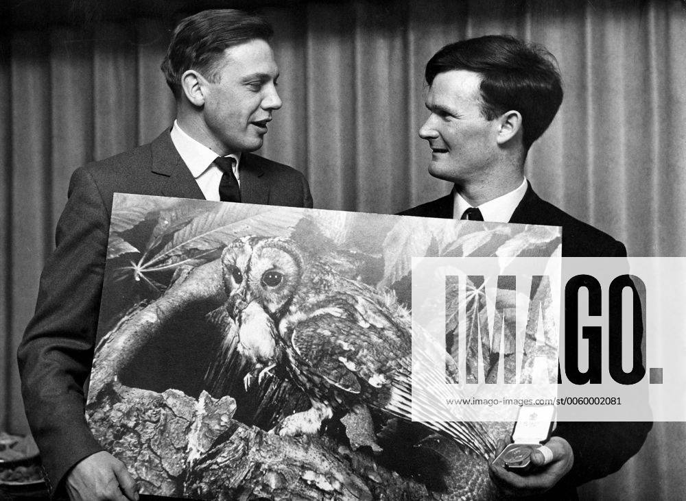 IMAGO ICONS: Sir David Attenborough The picture of a tawny owl bringing food to its young which won the gold medal and title Wildlife Photographer of the Year for Mr CVR Dowdeswell of Radbourne, Leamington Spa. He received his medal from Mr David Attenborough. 4th February 1966. UnitedArchives00563832