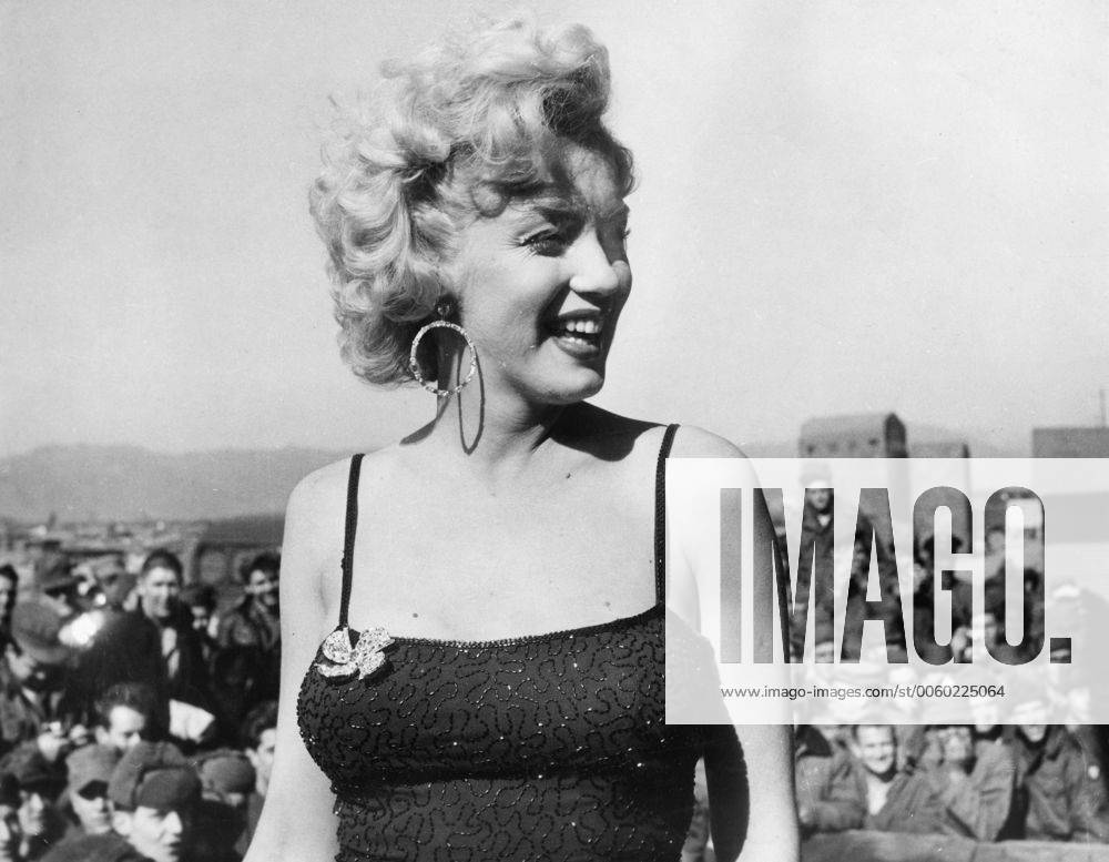 IMAGO ICONS: Marilyn Monroe Marilyn Monroe entertaining the troops in Korea 23rd February 1954 Monroe, Marilyn (orig. Norma Jean Baker, nee Mortenson) US actress; starred in movie The Seven Year Itch 1956; sang Happy Birthday to John F. Kennedy at Madison Square Garden 1962; wife of Joe DiMaggio 1954 (divorced 1954); wife of Arthur Miller 1956 (divorced 1961) _1926-1962 UnitedArchives01022831