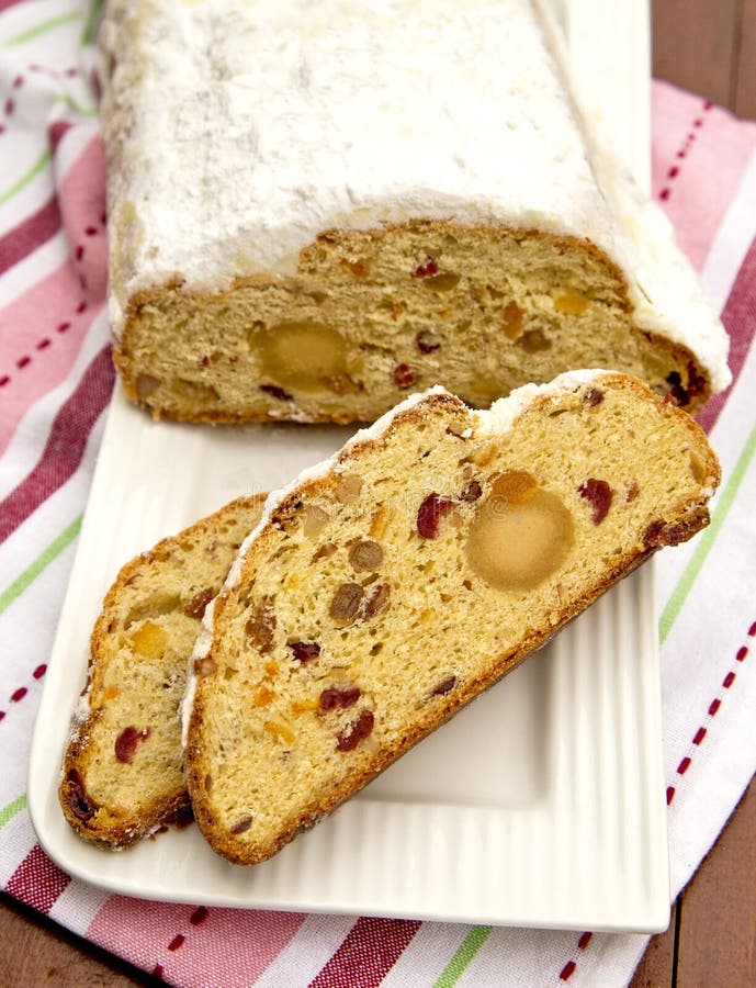 Christmas Stollen, Christmas Stollen. Traditional Sweet Fruit Loaf