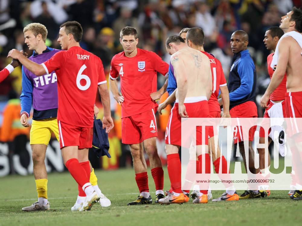England s Steven Gerrard (C) looks on dejected FIFA World Cup 2010 Round of 16 Germany v England 27th June, 2010 .
