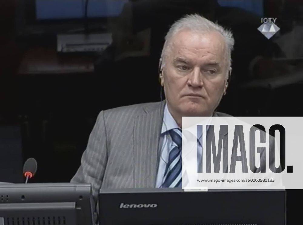 (140128) -- THE HAGUE, Jan. 28, 2014 (Xinhua) -- Former Bosnian Serb Army chief Ratko Mladic appears at the court of the International Criminal Tribunal of the former Yugoslavia (ICTY) in The Hague, Netherlands, on Jan. 28, 2014. Two of the key figures of the Bosnian War in the nineties were in court together on Tuesday in The Hague, with former Bosnian Serb Army chief Ratko Mladic appearing in the defense case of former Bosnian Serb leader Radovan Karadzic. (Xinhua ICTY) NETHERLANDS-THE HAGUE-MLADIC-KARADZIC