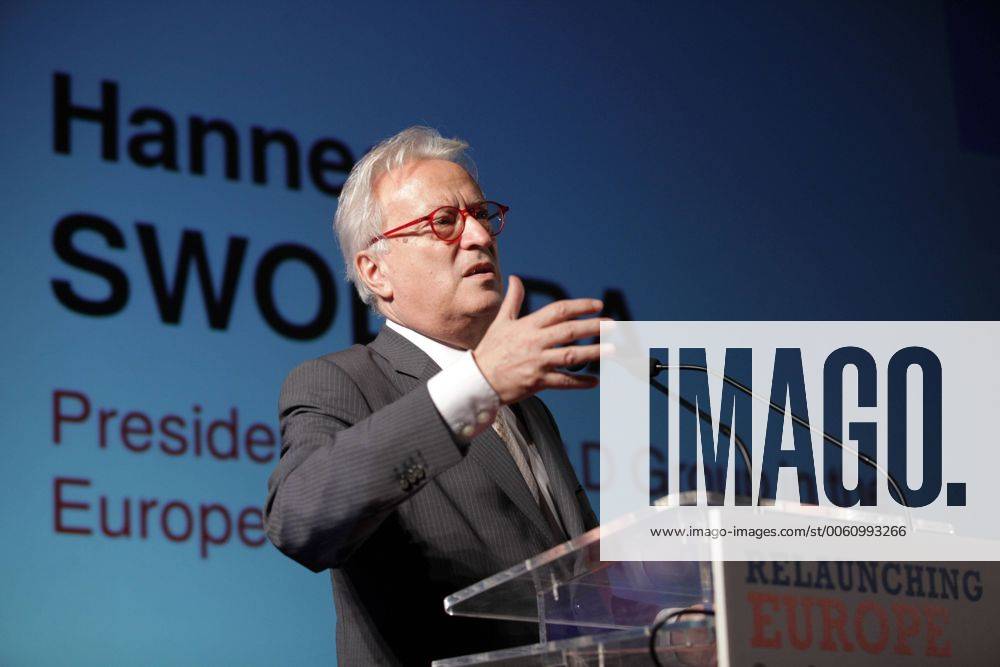 Hannes Swoboda the President of the S&D Group delivers a speech in Nicosia on January 30,2014