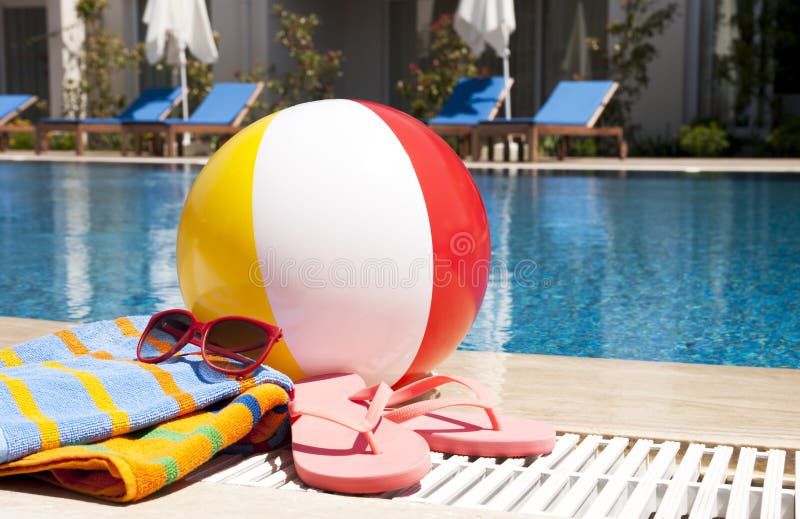 Summer vacation accessoires, Summer vacation accessories by the swimming pool